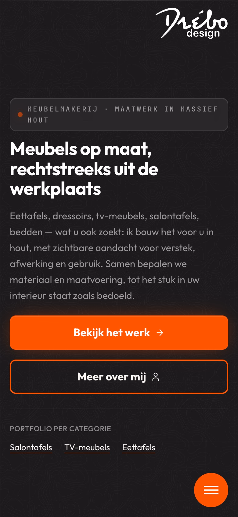 Drébo Design homepage on a mobile viewport
