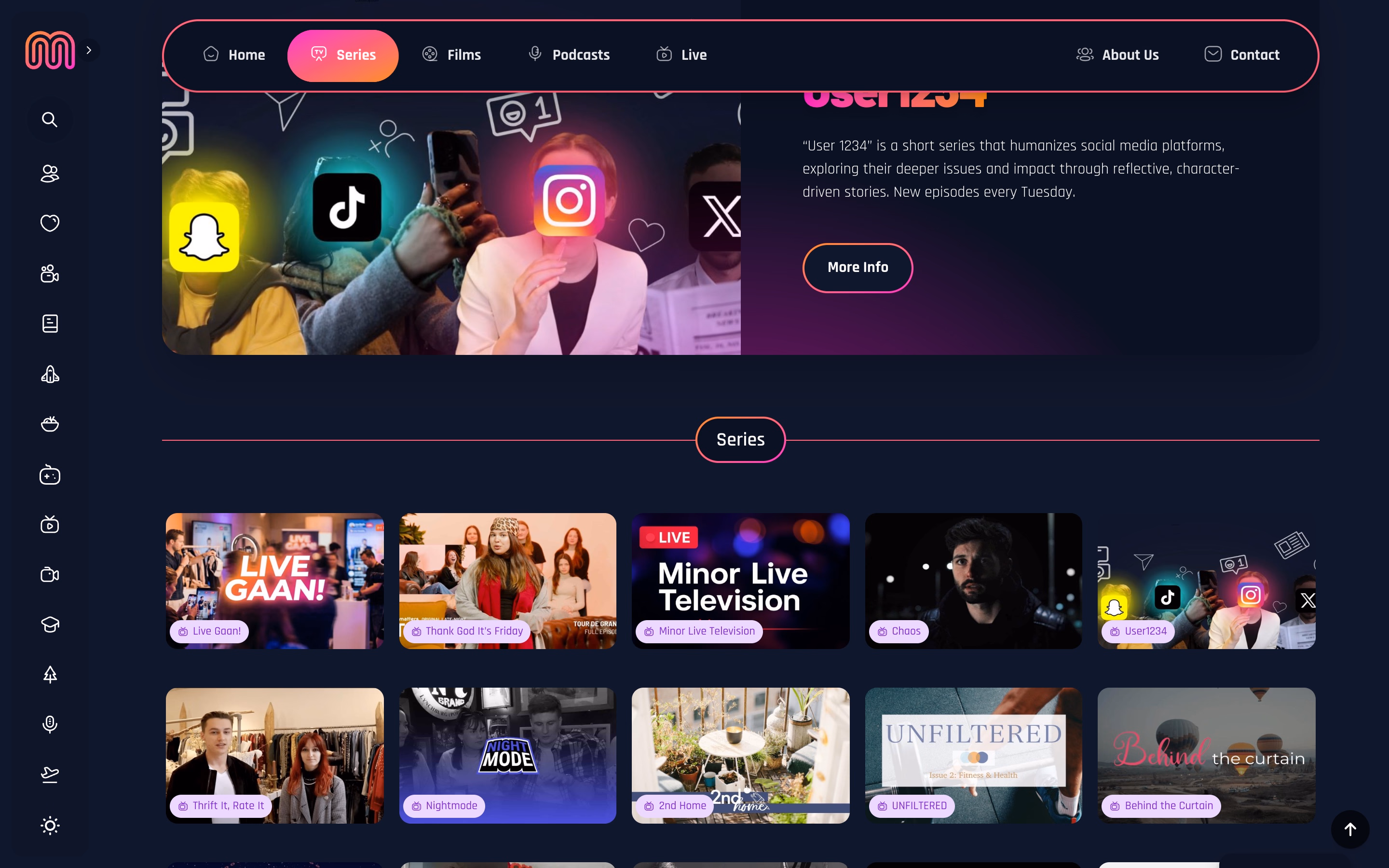 Matters Series overview page with a full grid of episode thumbnails