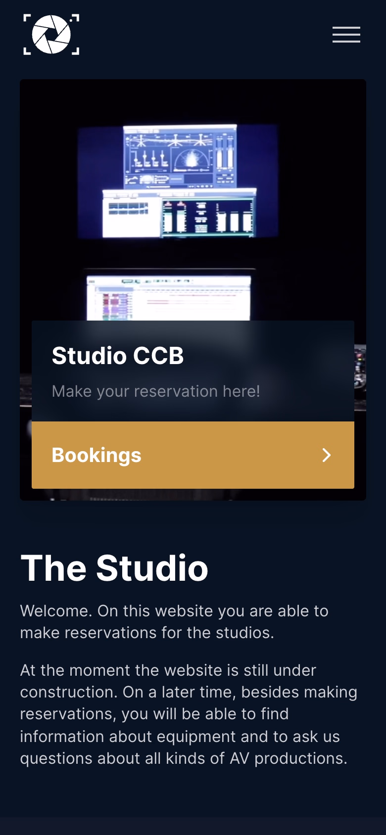 Studio CCB homepage on a mobile viewport